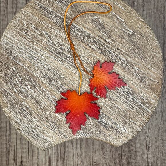Genuine Leather Maple Leaf Bag Charm Autumn Leaves Brown Leather Crossbody Charm - Picture 4 of 8